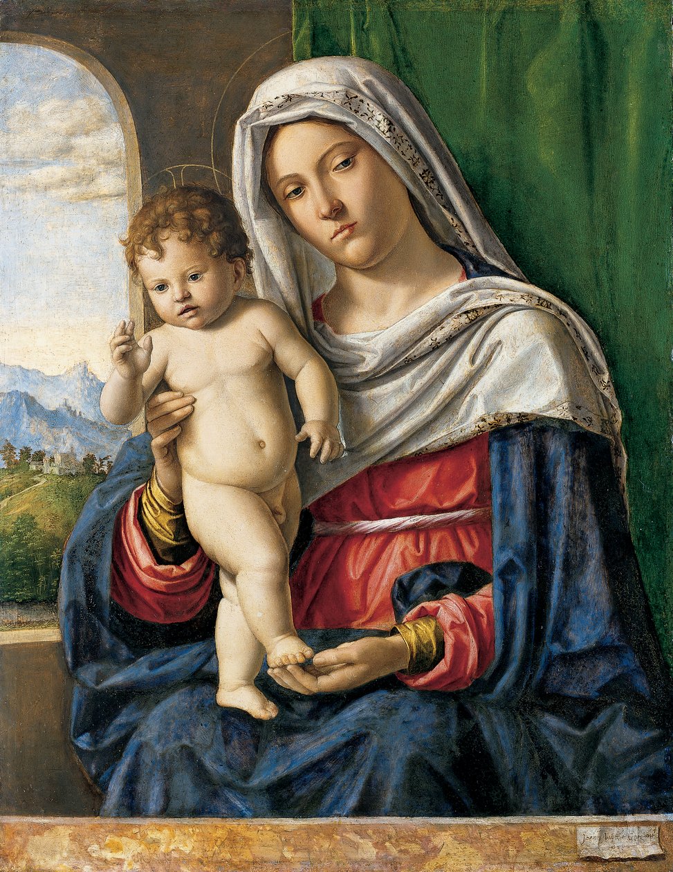 Panna a dítě, cca 1500-4 (olej na topolu) od Giovanni Battista Cima da Conegliano