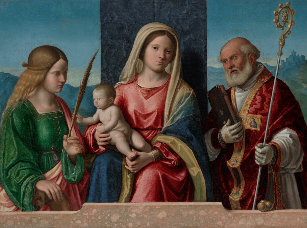 Panna a dítě se svatými Kateřinou a Mikulášem od Giovanni Battista Cima da Conegliano