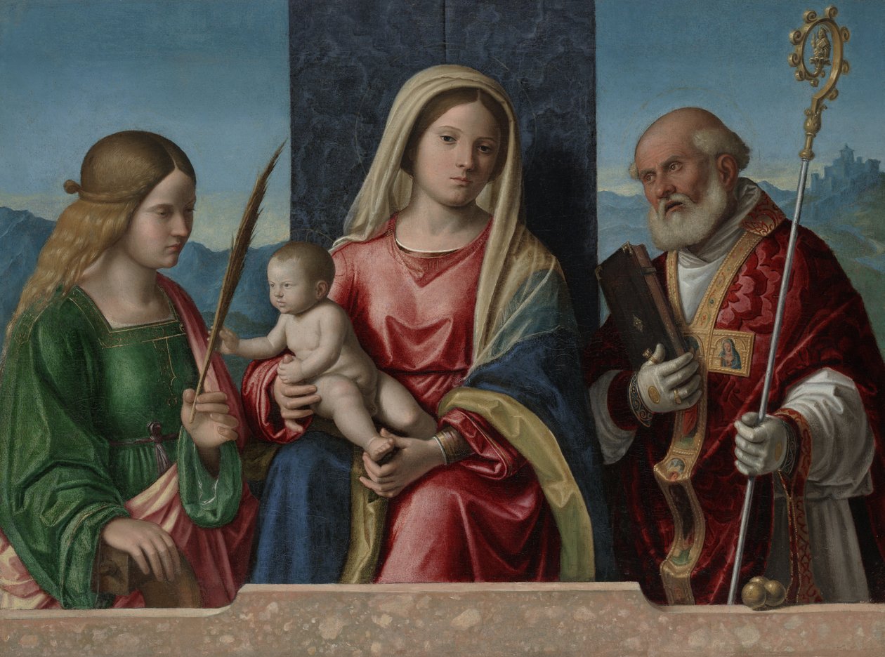 Panna a dítě se svatými Kateřinou a Mikulášem, 1510-17 od Giovanni Battista Cima da Conegliano