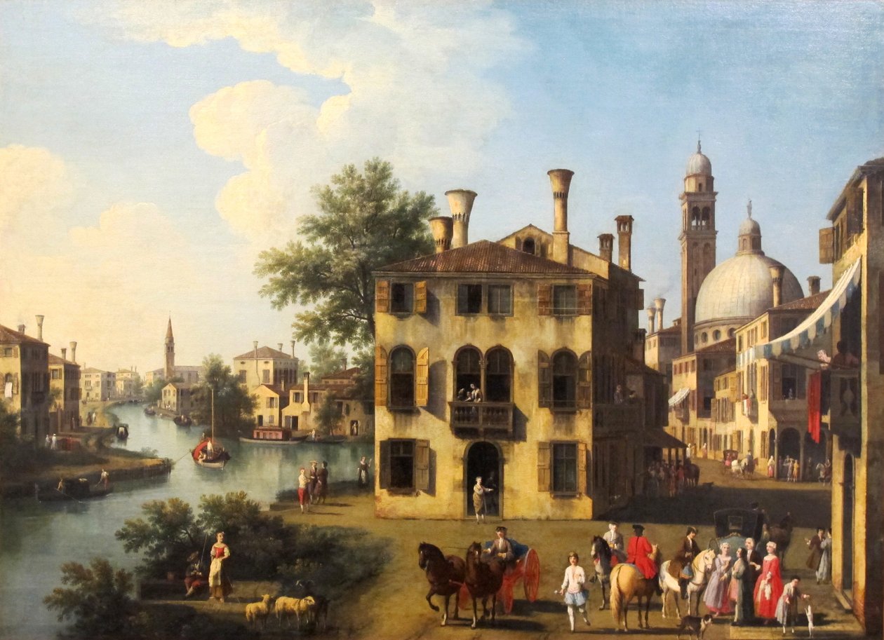 Pohled na Brentu, poblíž Dolo, konec 18. století. od Giovanni Battista Cimaroli