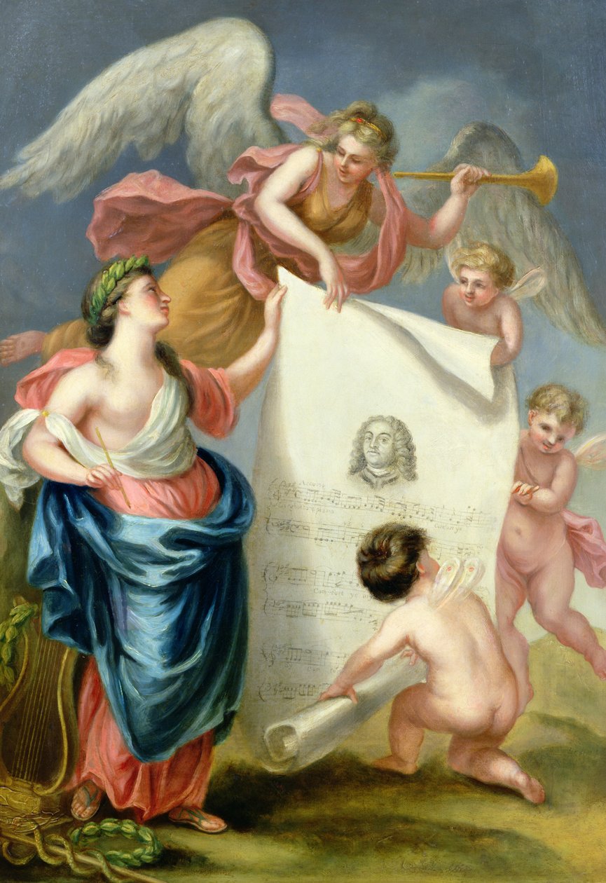 Alegorická studie k pamětnímu tisku Händelovi od Giovanni Battista Cipriani