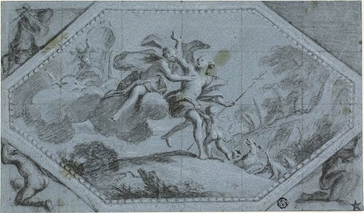 Stropní dekorace s Venuší a Adonisem od Giovanni Battista Cipriani