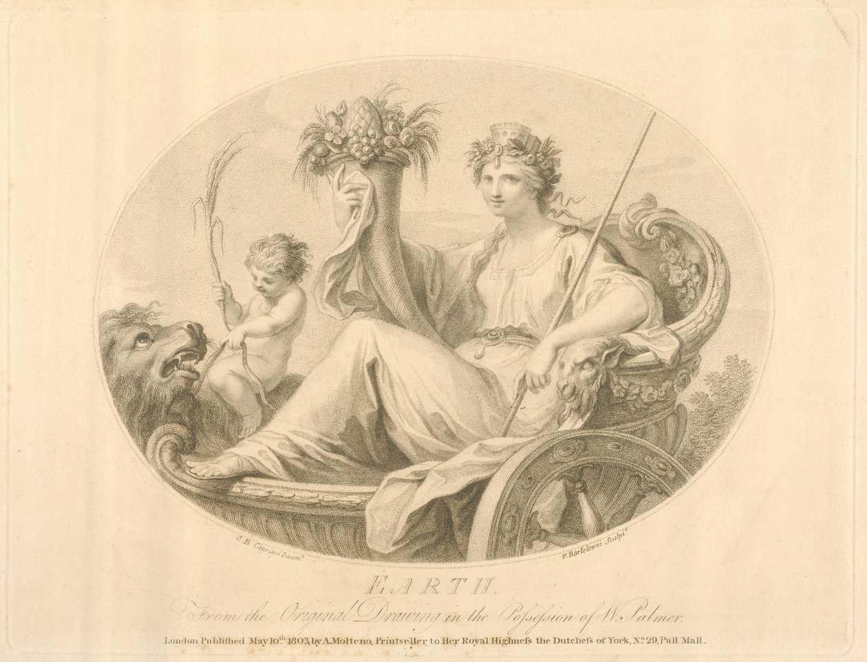 Země, vyryla Francescco Bartolozzi (1727-1815), publikováno v Londýně, 1803 (litho) od Giovanni Battista Cipriani
