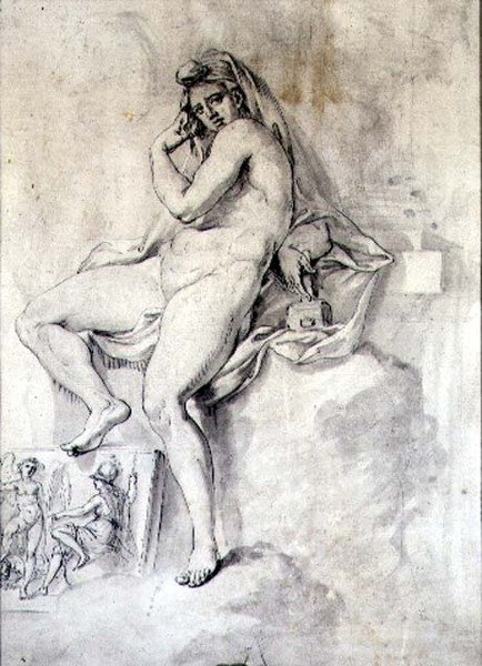 Ženská personifikace sochařství, cca 1770 (pero a inkoust na papíře) od Giovanni Battista Cipriani