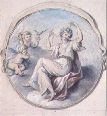 Venuše si svazuje vlasy věncem za účasti Amorů. od Giovanni Battista Cipriani