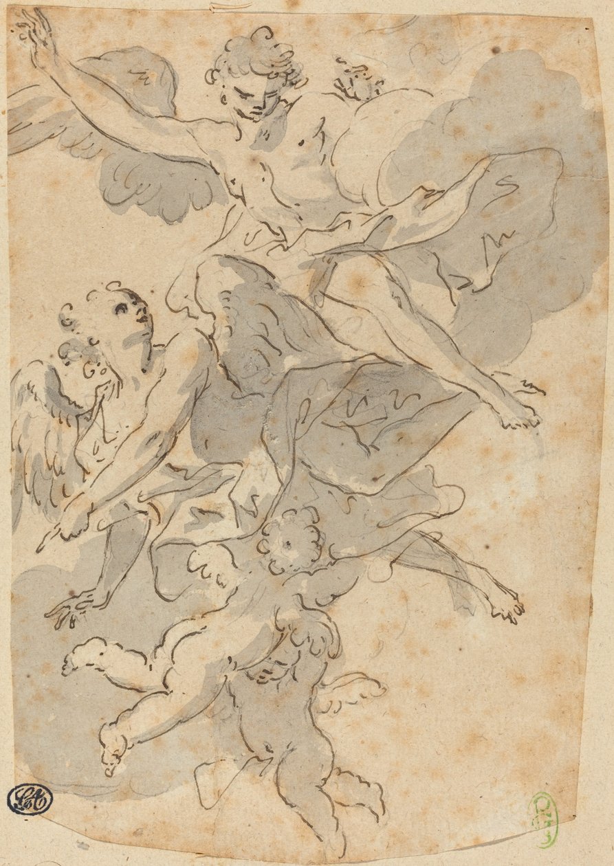 Andělé a Putti od Giovanni Battista Crosato