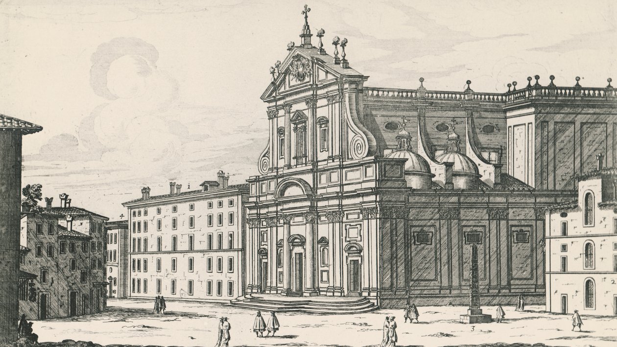 Kostel svatého Ignáce z Loyoly v Campus Martius, Řím, rytina Giovanni Battista Falda (1640 nebo 1643-1678), Itálie od Giovanni Battista Falda