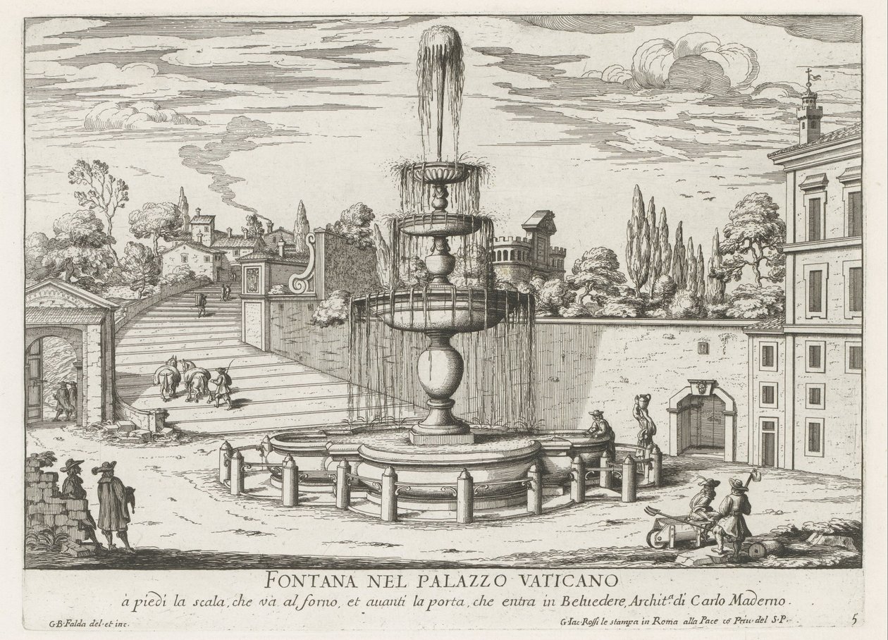 Fontána ve Vatikánu Fontana nel Palazzo Vaticano (název na objektu) Fontane di Roma (název série) Fontány Říma (název série) od Giovanni Battista Falda