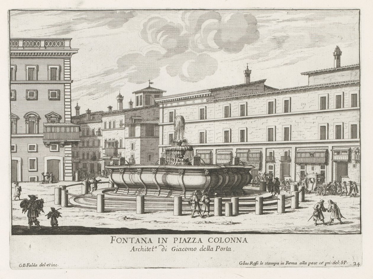 Fontein na Piazza Colonna te Rome Fontána na náměstí Piazza Colonna (název na objektu) Fontány Říma (název série) Fonteinen van Rome (název série) od Giovanni Battista Falda