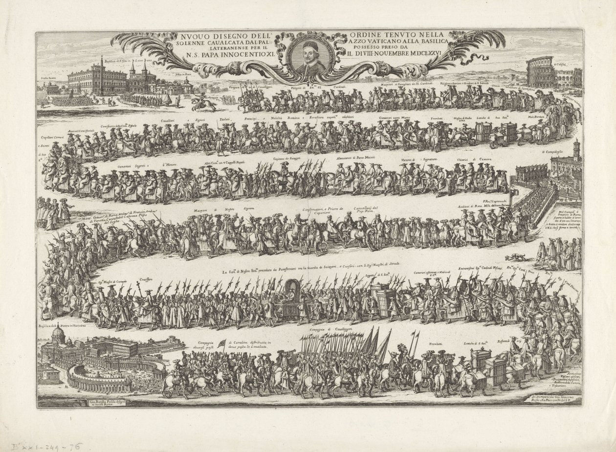 Procesí papeže Inocence XI. do Saint John Lateran od Giovanni Battista Falda