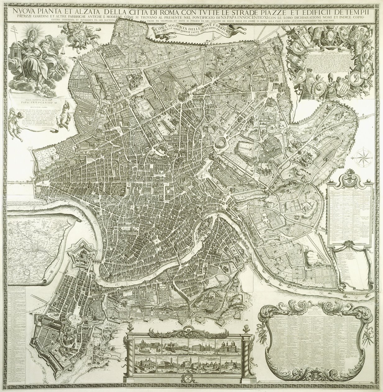 Plán města Říma, 1730 od Giovanni Battista Falda
