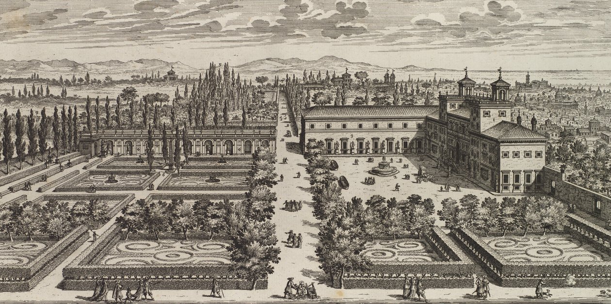 Pohled na vilu Medici, po roce 1677. od Giovanni Battista Falda