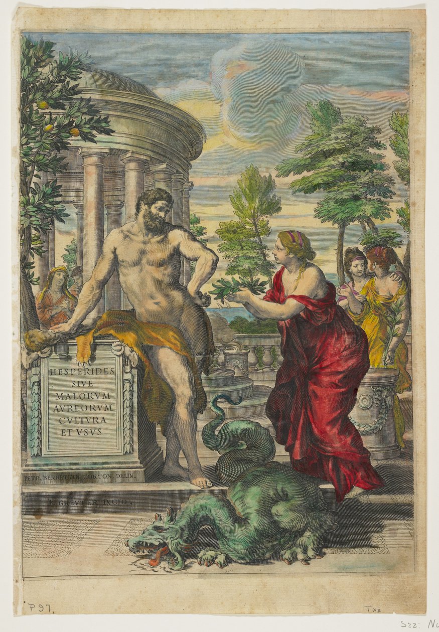 Frontispis a titulní strana z Hesperidek, 1646 od Giovanni Battista Ferrari