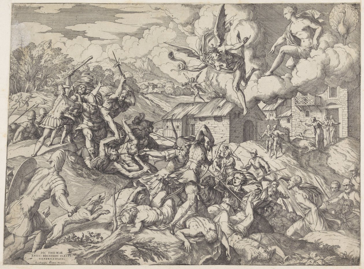Vojáci z Aeneas bojují se služebníky krále Latina od Giovanni Battista Fontana