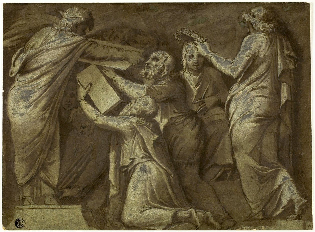 Numa Pompilius vydává Římanům zákony od Giovanni Battista Galestruzzi