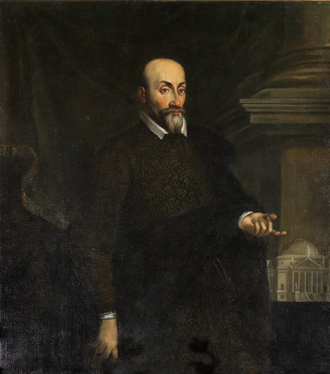 Portrét Conte Mario Capra, Maganza, Giovanni Battista (cca 1513-1586). Olej na plátně od Giovanni Battista Maganza
