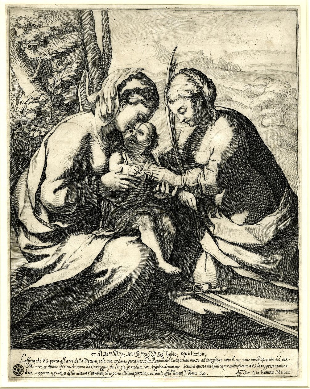 Giovanni Battista Mercati - Mystická svatba svaté Kateřiny, které Kristus navléká prsten; podle Correggia. 1620, 1837,0408.160 od Giovanni Battista Mercati