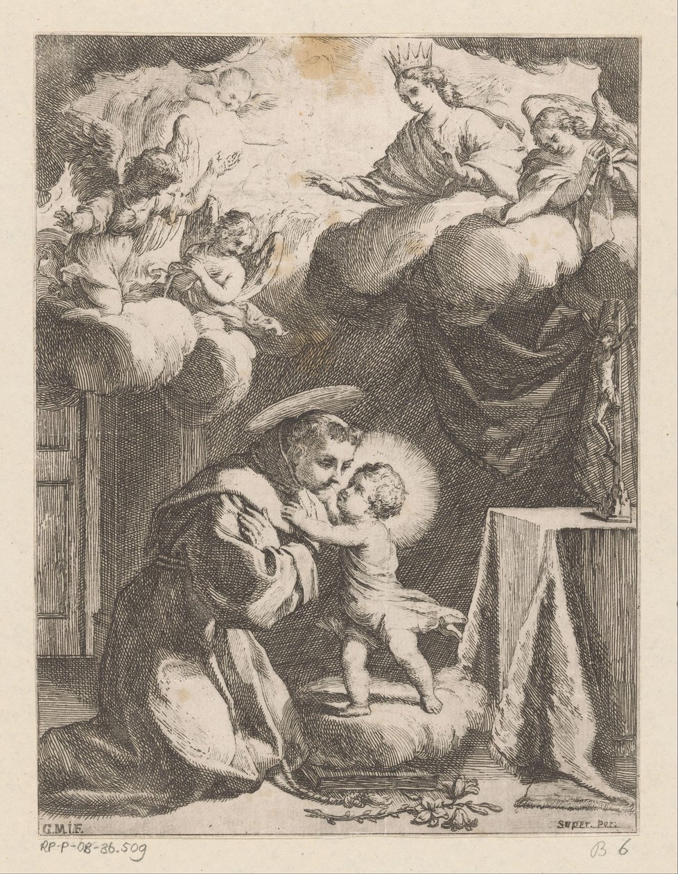 Svatý Antonín z Padovy adorující dítě od Giovanni Battista Mercati