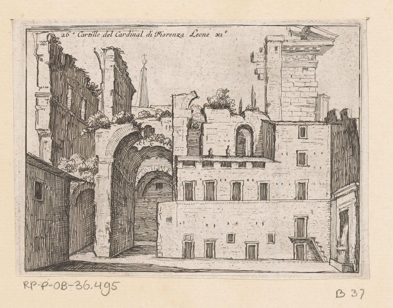 Resten van het Serapeum te Rome Cartille of Cardinal di Fiorenza Leone XI (titul na předmětu) Gezichten op Rome (název série) Některé pohledy a perspektivy neobydlených míst v Římě (název série) od Giovanni Battista Mercati
