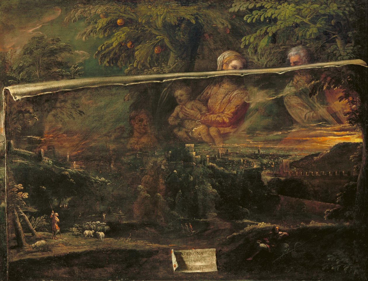 A Vision of the Holy Family near Verona, 1581 od Giovanni Battista Moroni