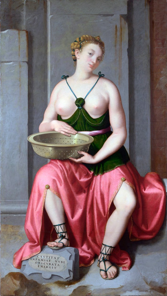 "" Portrét vestálky Romaine Tuccia (Tuzia) "" Peinture de Giovan Battista Moroni (1520 / 25-1578) versus 1555 Národní galerie, Londýn od Giovanni Battista Moroni