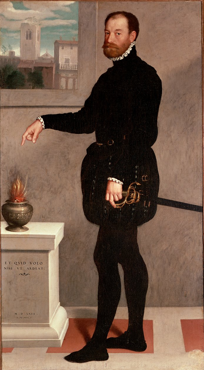 Portrét hraběte Pietra Secco-Suardiho Malba Giovana Battisty Moroniho (Giovanbattista, Giovanni Battista) (asi 1529-1578) 1563 ne. 182x102 cm Florencie, Galerie Uffizi (Uffizi) od Giovanni Battista Moroni