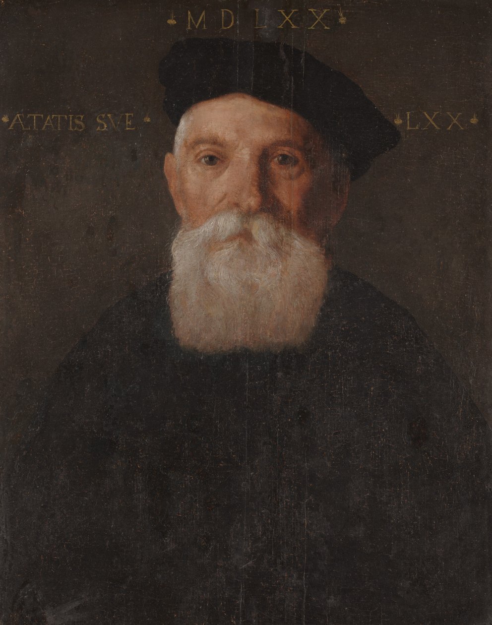 Portrét starého muže (olej na panelu) od Giovanni Battista Moroni