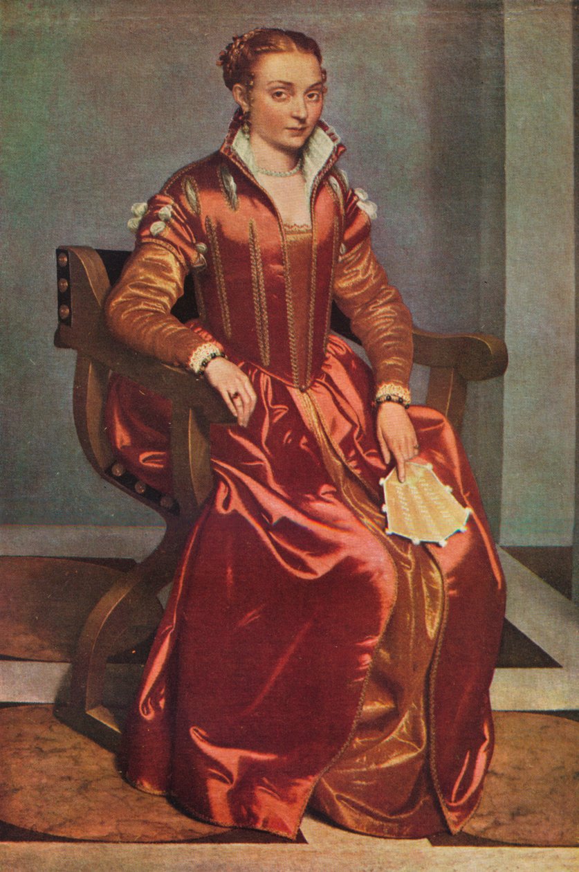 Portrét dámy La Dama v Rosso, c1556-60 od Giovanni Battista Moroni