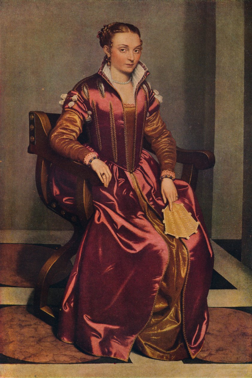 Portrét Lady La Dama v Rosso, c1556 od Giovanni Battista Moroni