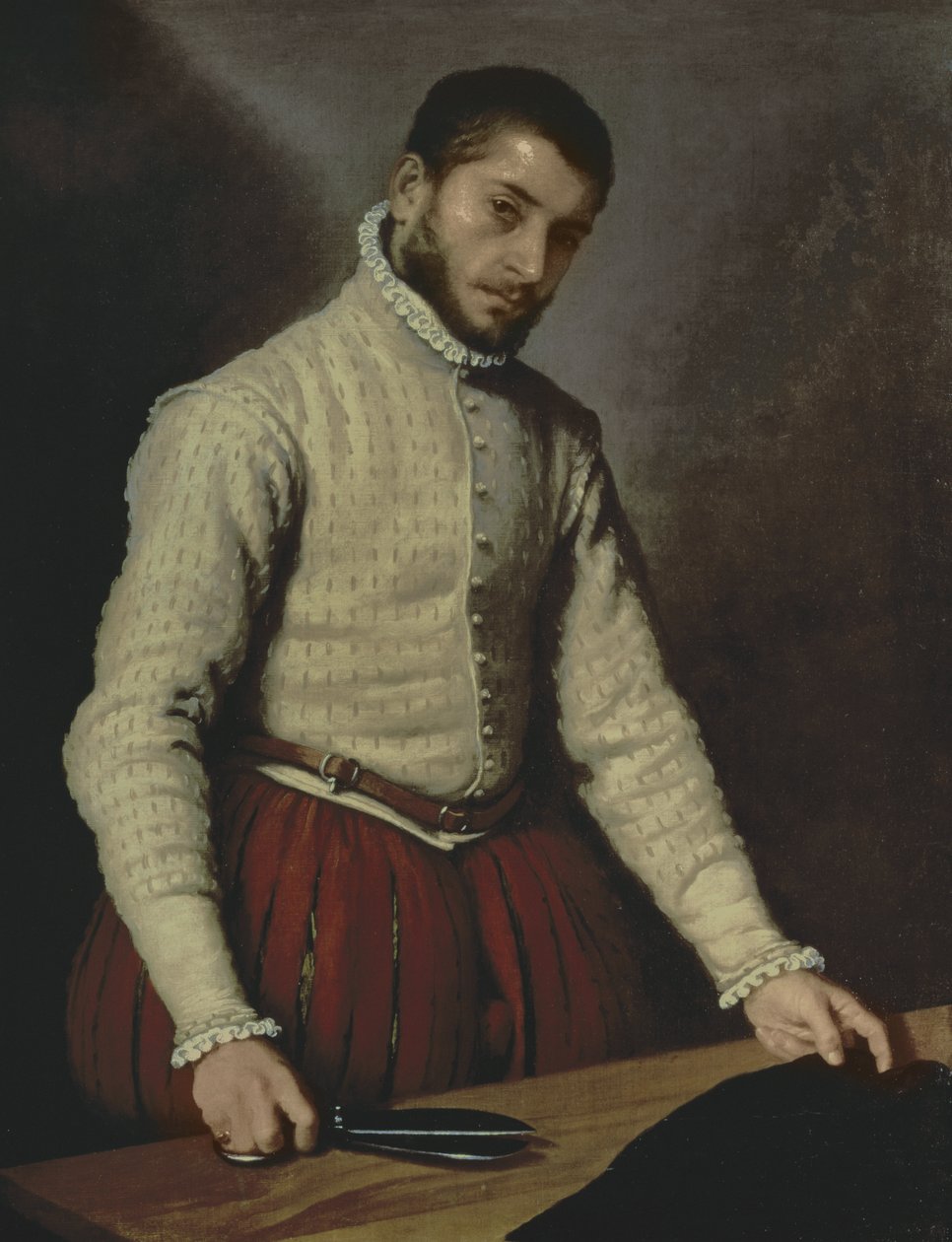 Portrét muže (Krejčí) kolem roku 1570 (olej na plátně) od Giovanni Battista Moroni