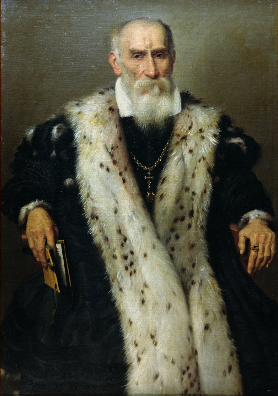 Portrét muže, možná Gian Gerolamo Albani (nar. 1509), Generale Collaterale z Benátské republiky, v uniformě důstojníka pomocných teritoriálních jednotek od Giovanni Battista Moroni