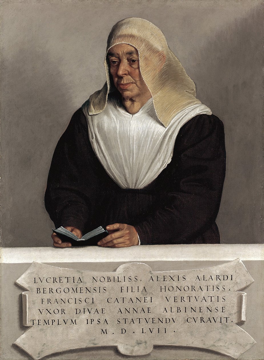 Abatyše Lucrezia Vertova Agliardi, kolem 1557 (olej na plátně) od Giovanni Battista Moroni