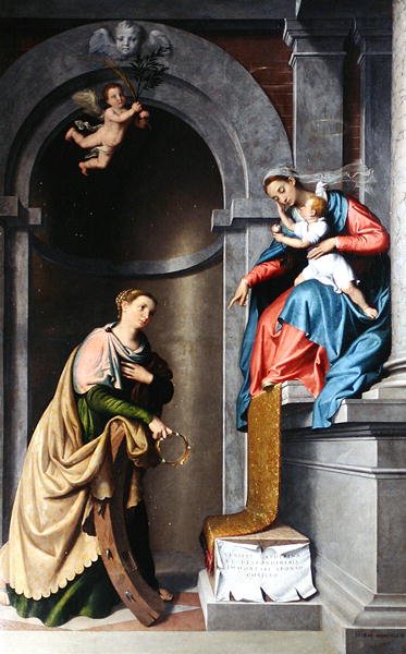 Mystická svatba svaté Kateřiny od Giovanni Battista Moroni