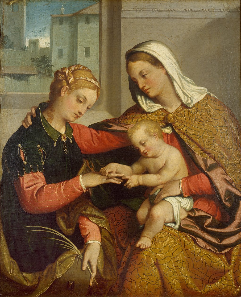 Mystická svatba svaté Kateřiny, c1550 od Giovanni Battista Moroni