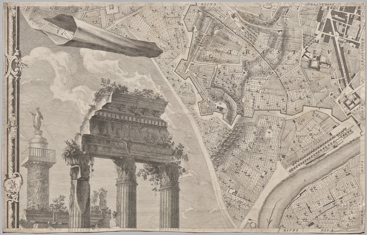 Nová mapa Říma, kterou vynesl na světlo Giambattista Nolli v roce MDCCXLVII, známá jako La Pianta Grande di Roma od Giovanni Battista Nolli
