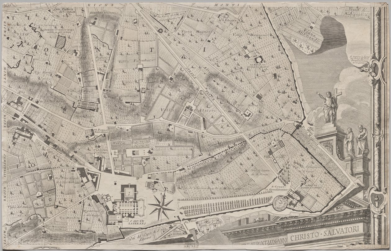Nová mapa Říma, kterou vynesl na světlo Giambattista Nolli v roce MDCCXLVII, známá jako La Pianta Grande di Roma od Giovanni Battista Nolli