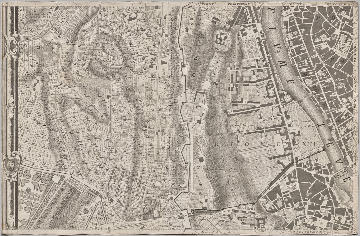 Nová mapa Říma, kterou vynesl na světlo Giambattista Nolli v roce MDCCXLVII, známá jako La Pianta Grande di Roma od Giovanni Battista Nolli