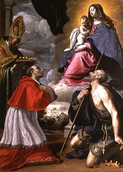 Madona a dítě se svatými od Giovanni Battista Pesari