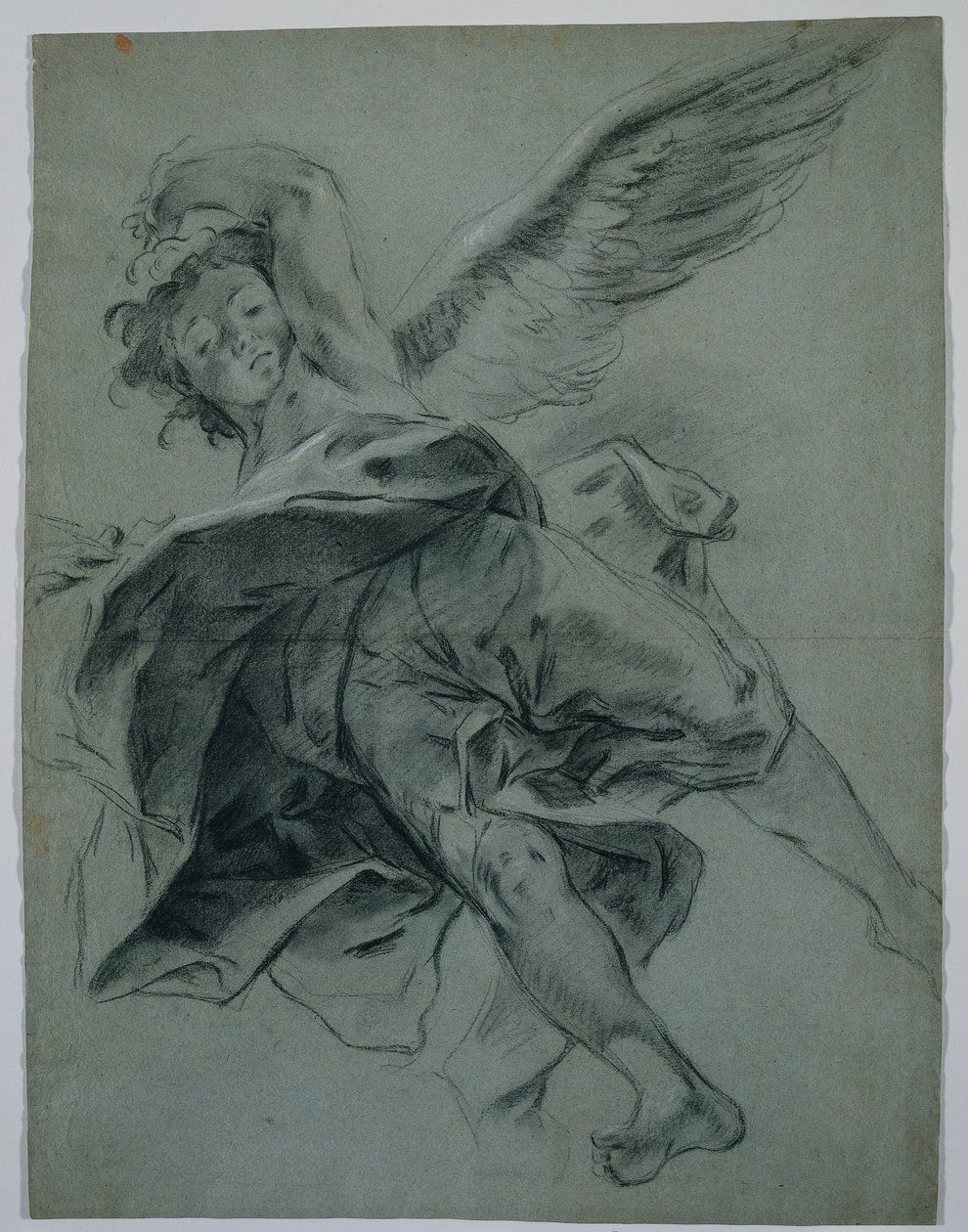 A Flying Angel recto, Studie rukou hrajících na nástroje verso, 1723-1727. od Giovanni Battista Piazzetta