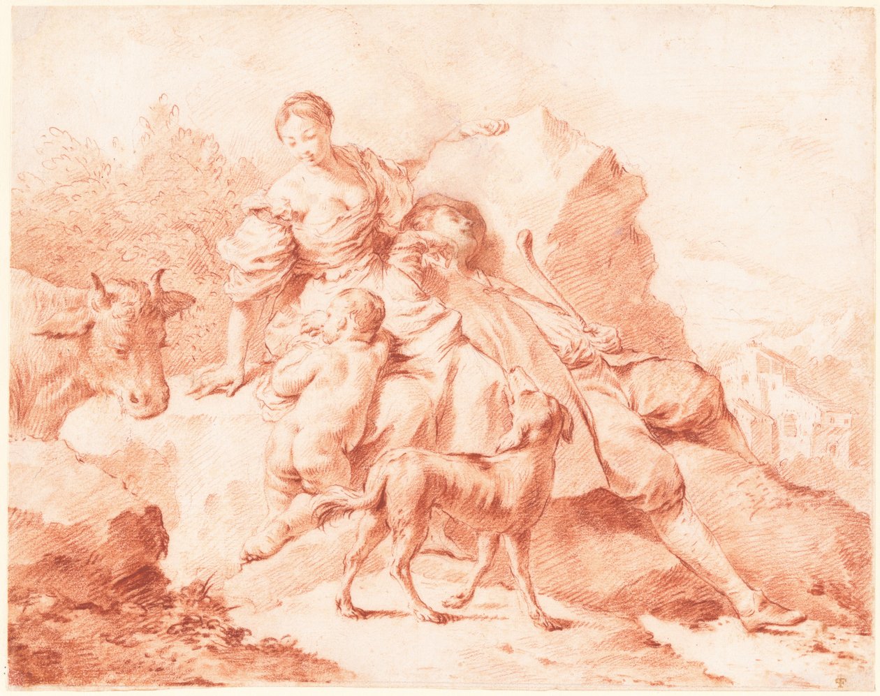 Pastýřská rodina odpočívá od Giovanni Battista Piazzetta