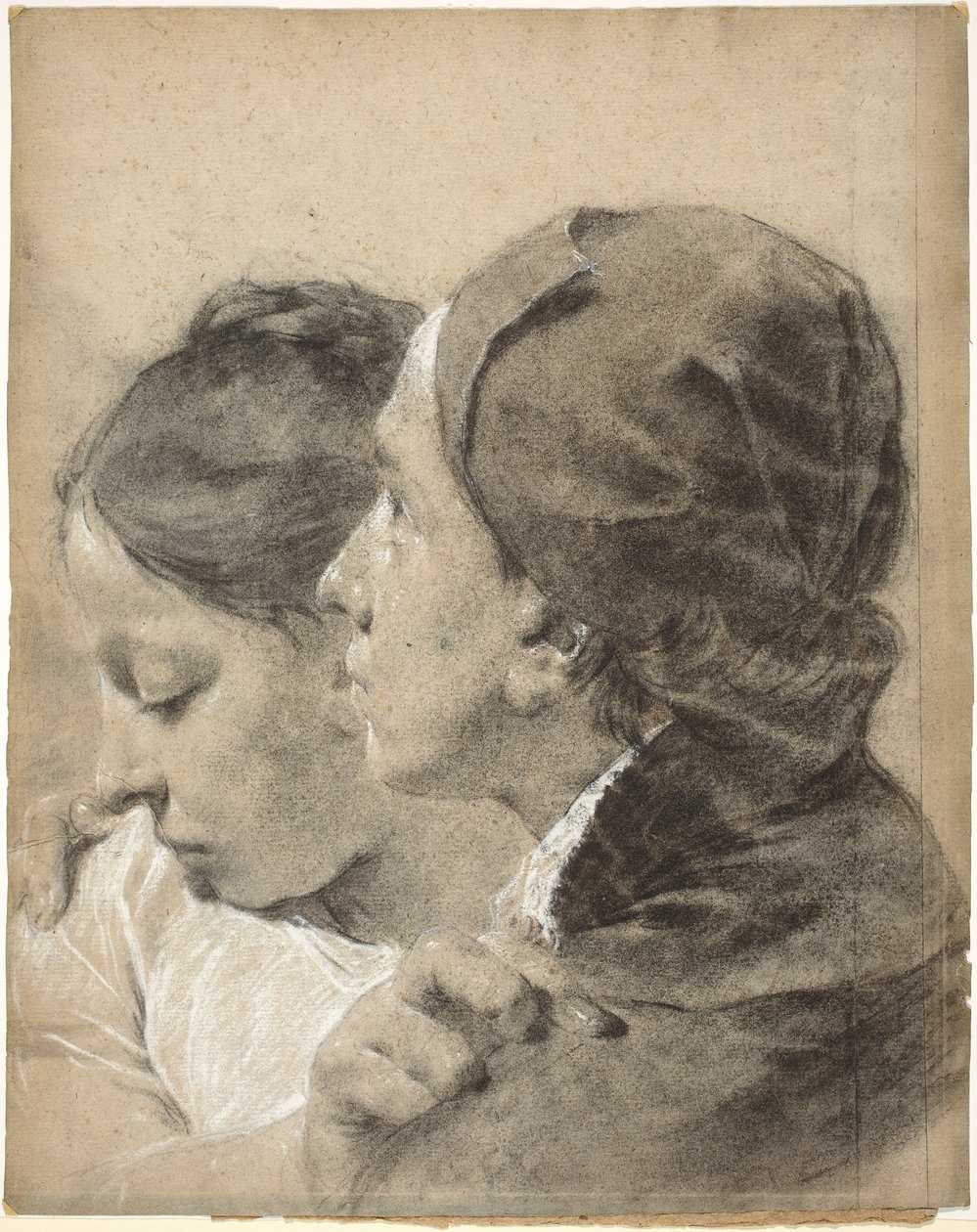 Mladý muž objímá dívku od Giovanni Battista Piazzetta