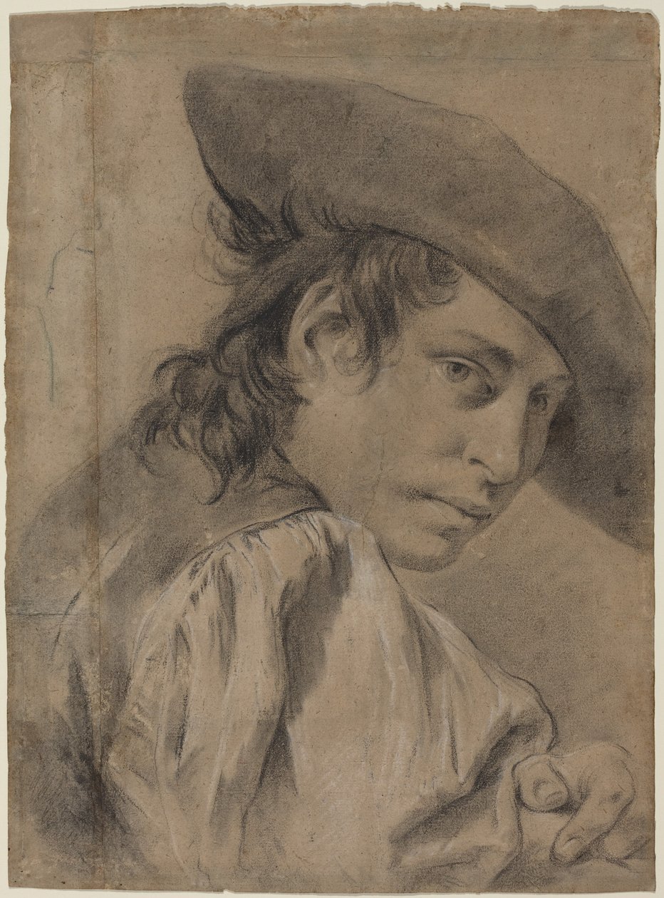 Mladý muž v širokém klobouku od Giovanni Battista Piazzetta