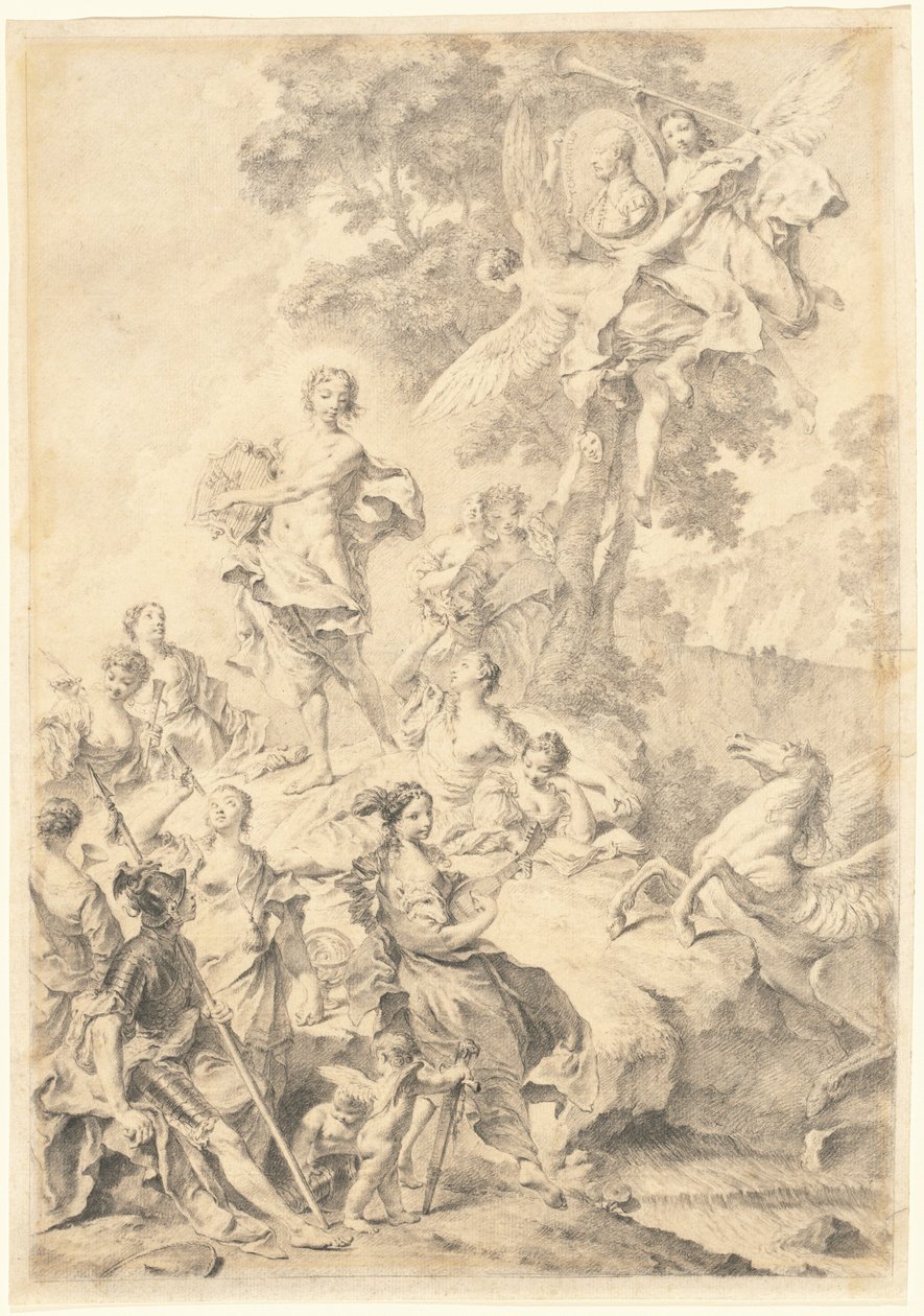 Apollo, múzy a Mars: Ve chvále Tassa od Giovanni Battista Piazzetta