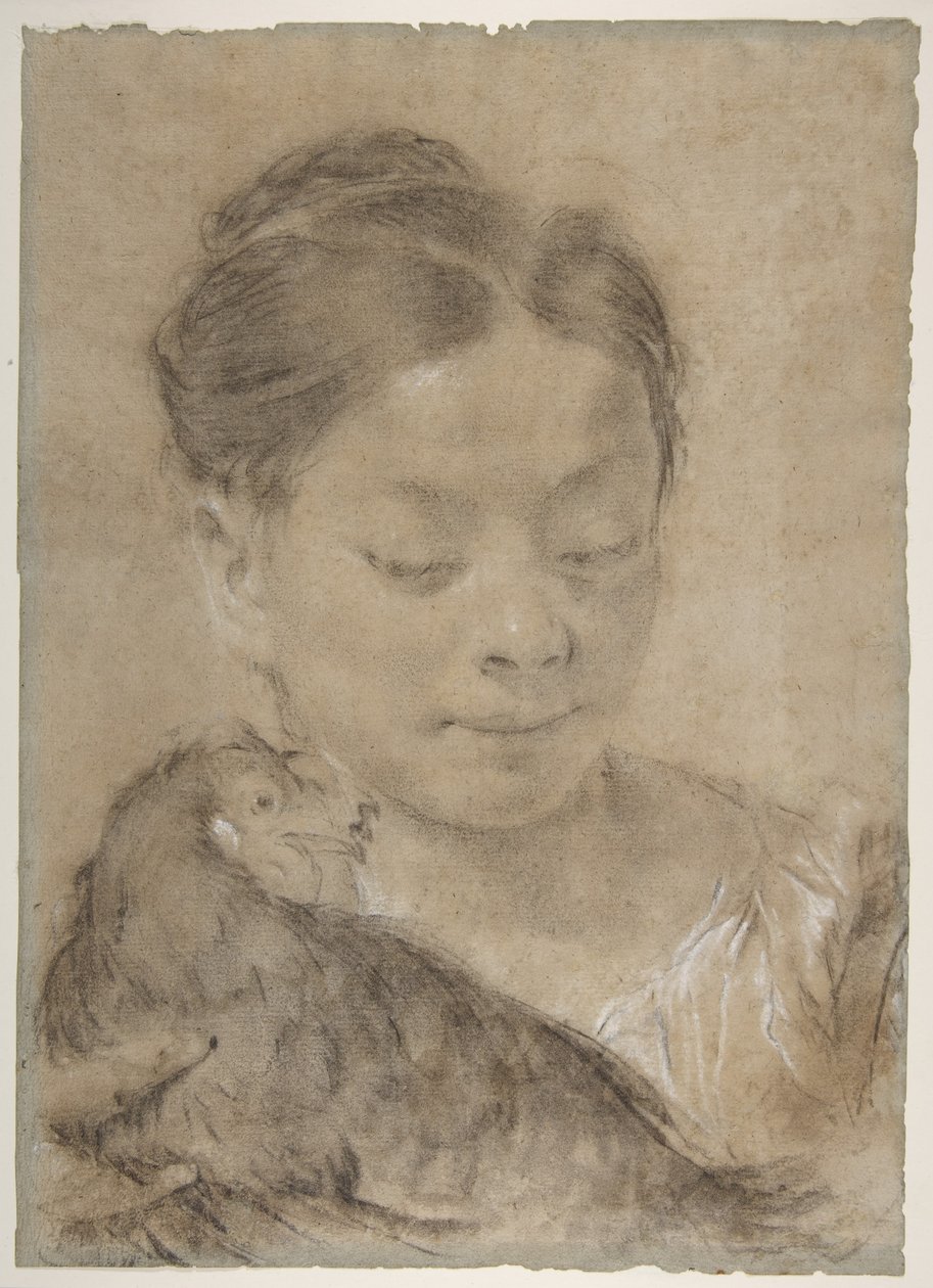 Dívka se slepicí od Giovanni Battista Piazzetta