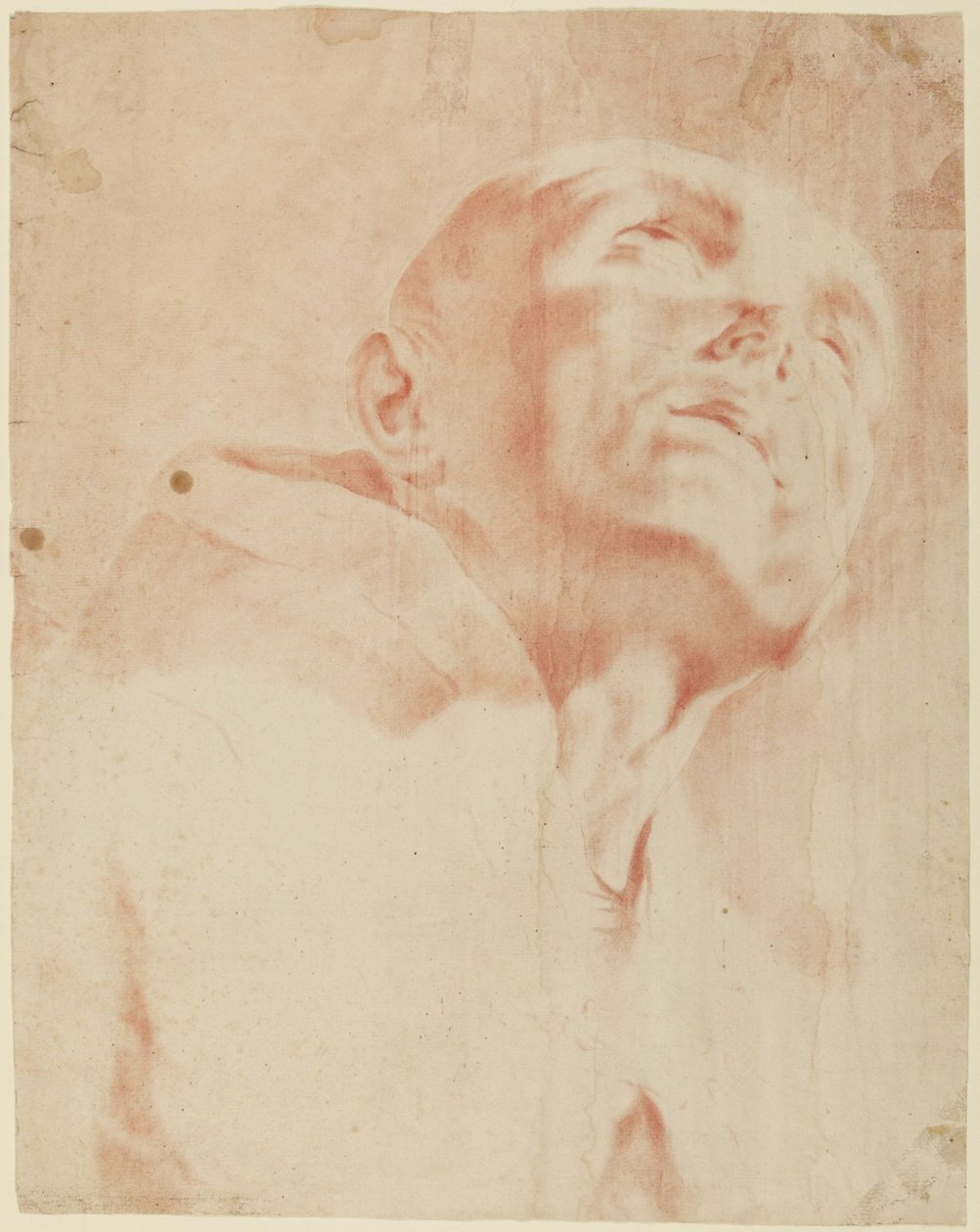 Hlava mnicha vzhlížejícího vzhůru od Giovanni Battista Piazzetta