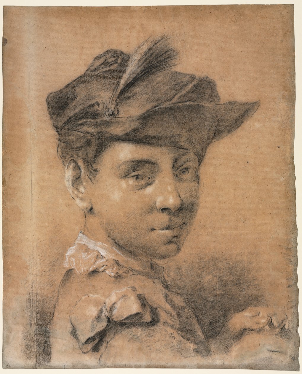 Hlava mladého muže v klobouku od Giovanni Battista Piazzetta
