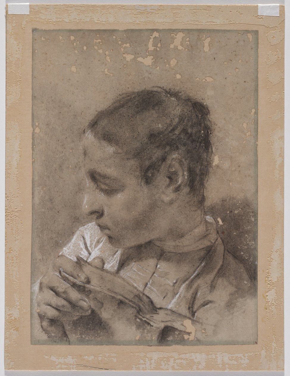 Hlava mladého muže v profilu s knihou, c. 173040. od Giovanni Battista Piazzetta