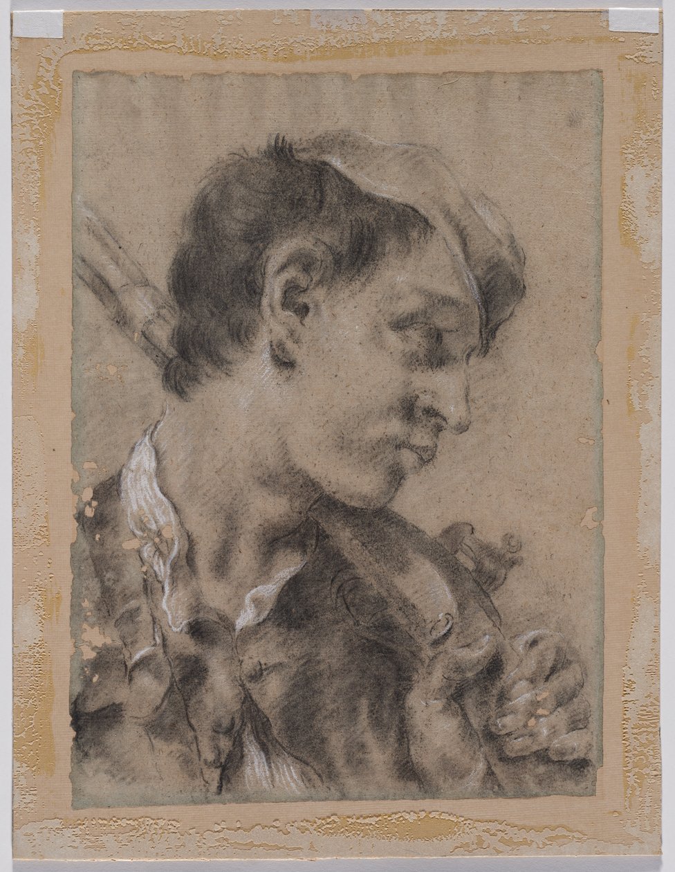 Hlava mladého muže z profilu se zbraní přes rameno, c. 173040. od Giovanni Battista Piazzetta