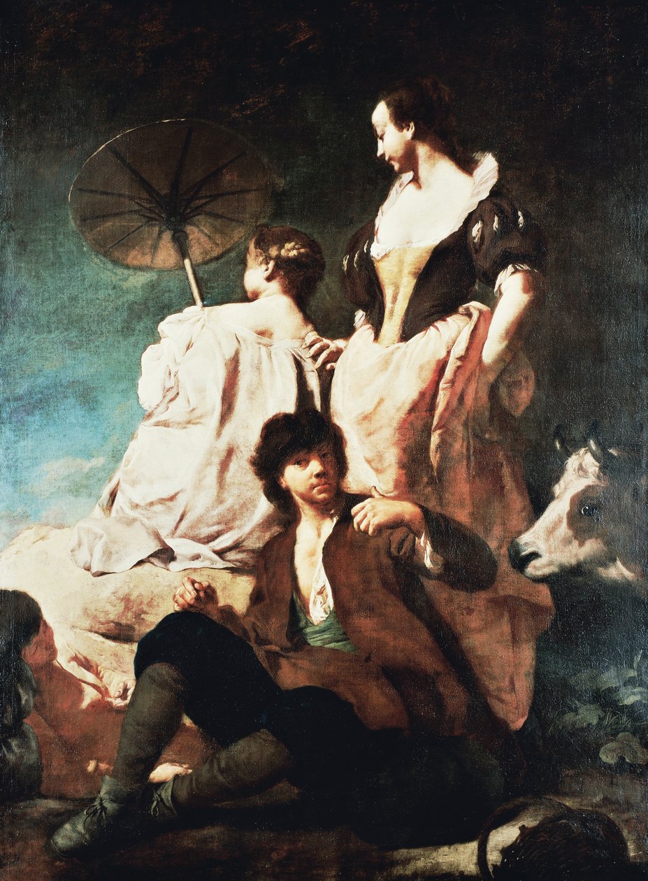 Idylka na břehu od Giovanni Battista Piazzetta