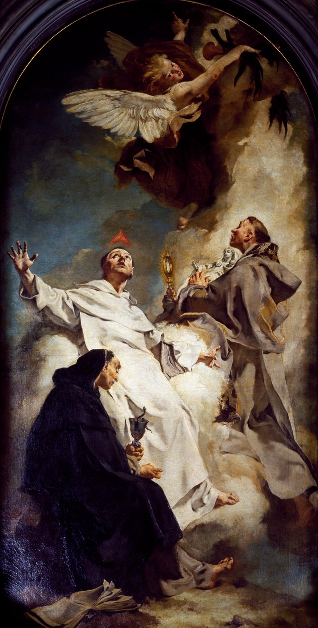 Svatý Vincent, Hyacint a Bertrand, od Giovanni Battisty Piazzetta (1628-1754), kostel jezuitů nebo svaté Marie Růžencové, Benátky, Itálie od Giovanni Battista Piazzetta